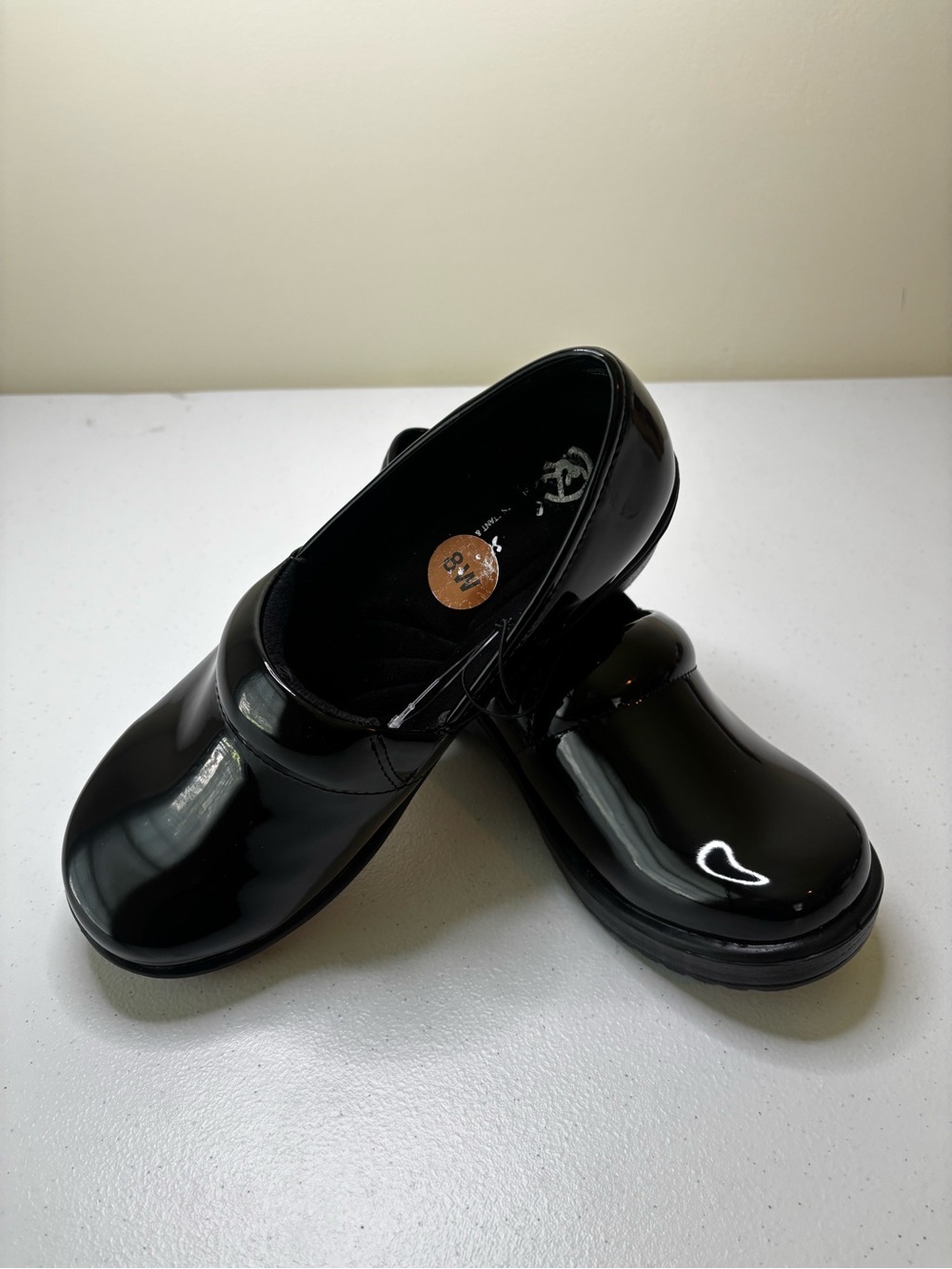 Easy Street Black Patent Slip-On Work Clogs Ankle Loafers - Picture 3 of 8